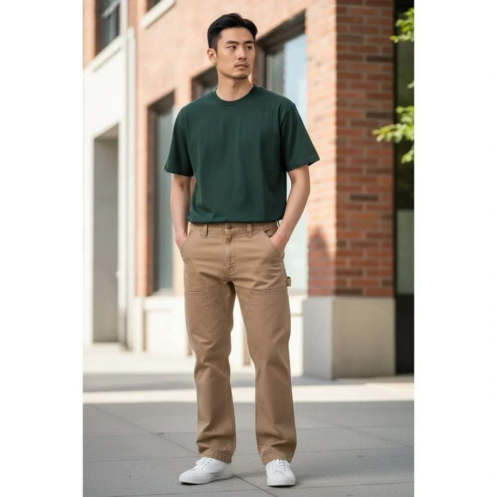 Carhartt Khaki B324 CARPENTER WORK JEANS Utility Canvas Size 36x30